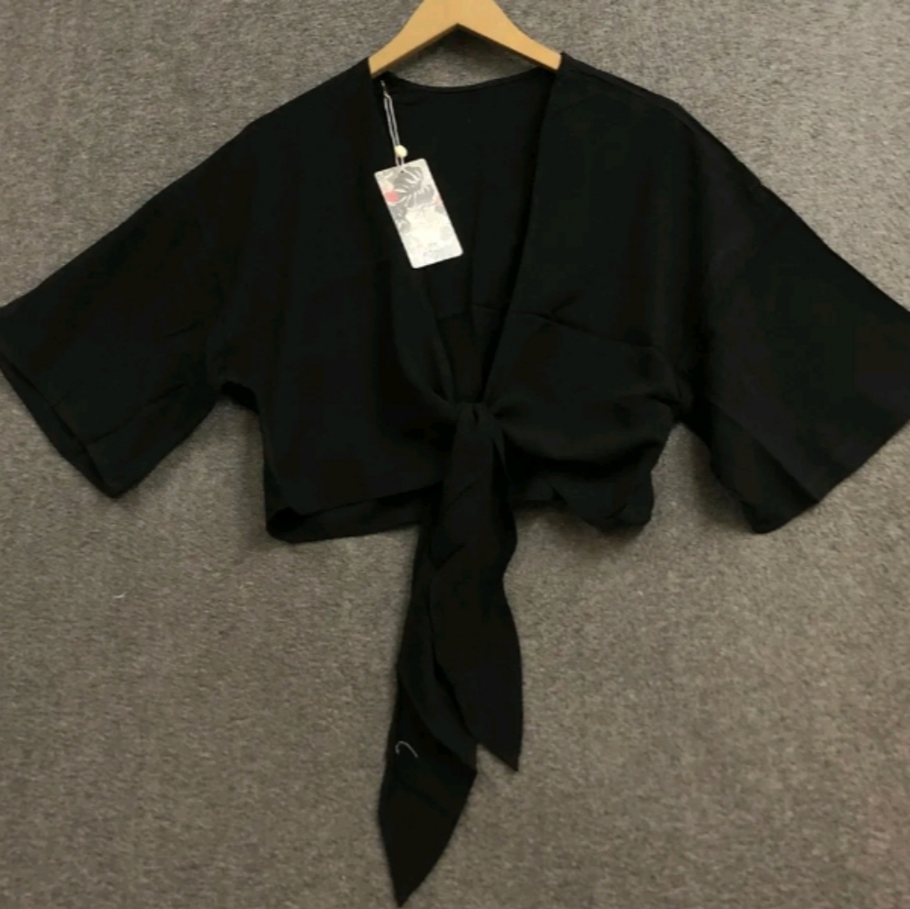 Toluca Maria Tie-Front Linen Top - onyx - Picture 12 of 14
